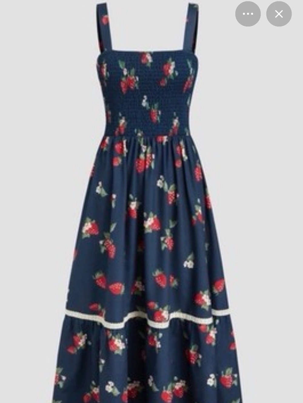 Cider Navy Strawberry Print Maxi Dress